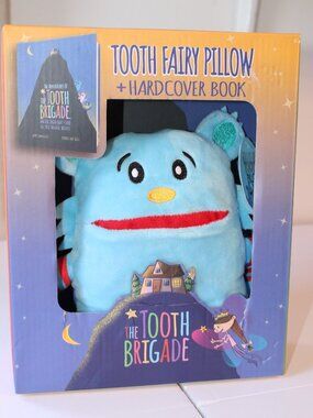 THE TOOTH BRIGADE Plush Tooth Fairy Pillow & Hardcover Book Set~9" Blue New